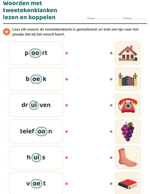 Woorden met tweetekenklanken lezen en koppelen