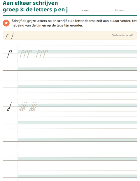 Voorbeeld van het Verbonden schrift-werkblad voor groep 4