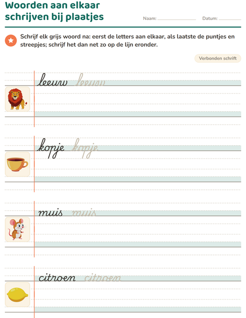 Woorden aan elkaar schrijven bij plaatjes