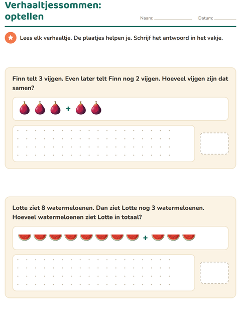Verhaaltjessommen met optellen