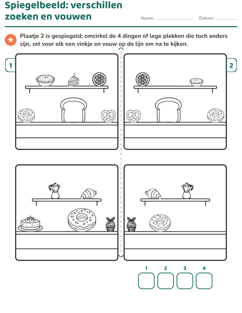 Voorbeeld van het Verschillen zoeken-werkblad voor groep 3