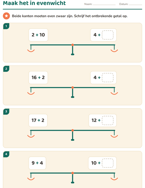 Voorbeeld van het Visuele logica-werkblad voor groep 5
