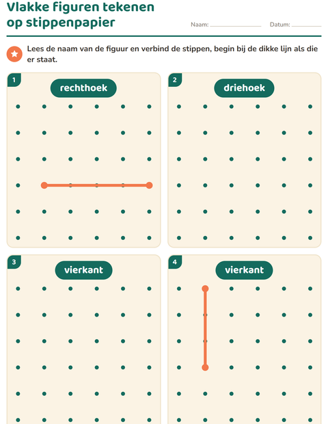 Voorbeeld van het Vlakke figuren-werkblad voor kleuterklas