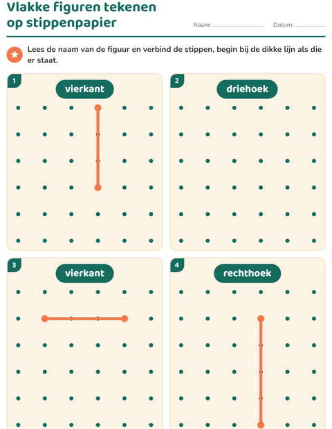 Voorbeeld van het Vlakke figuren-werkblad voor kleuterklas