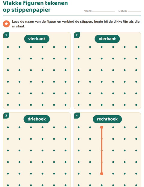 Voorbeeld van het Vlakke figuren-werkblad voor kleuterklas