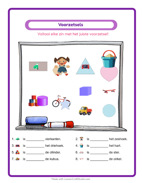 Voorzetsels invullen – Speelgoed