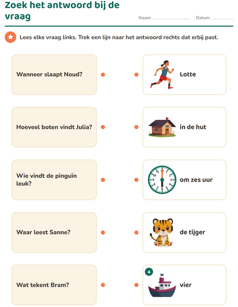 Zoek het antwoord bij de vraag