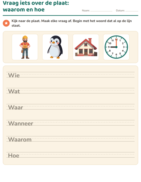 Voorbeeld van Vragen stellen bij een plaat: zes beginwoorden