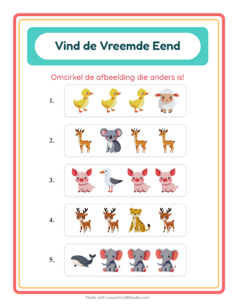 Welke dieren horen bij elkaar – werkblad voor kleuters — 2