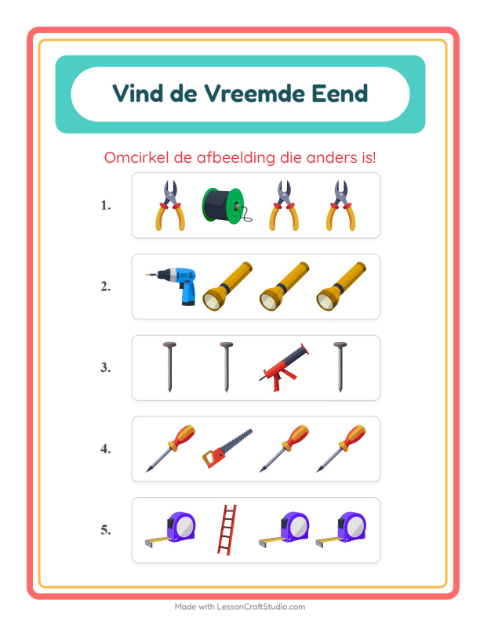 Welke hoort er niet bij – Gereedschap