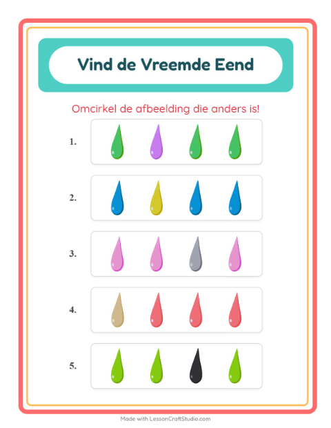 Voorbeeld van Welke kleuren horen bij elkaar – werkblad voor kleuters