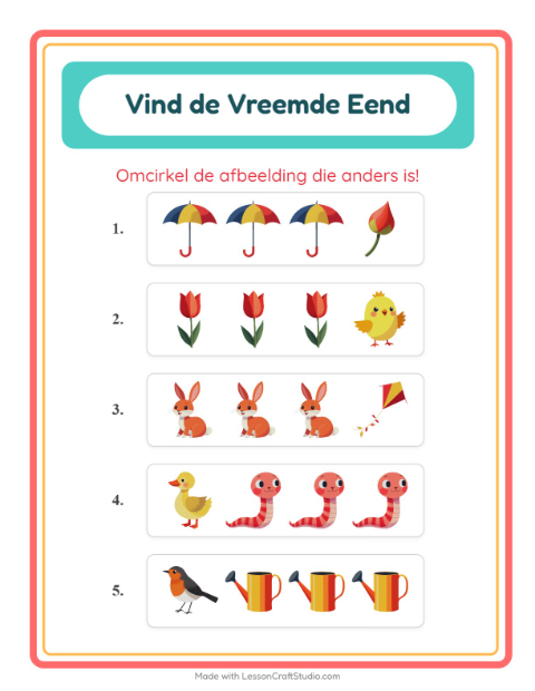 Welke hoort er niet bij – Lente