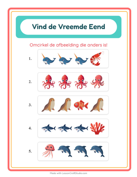 Welke hoort er niet bij – Oceaanleven