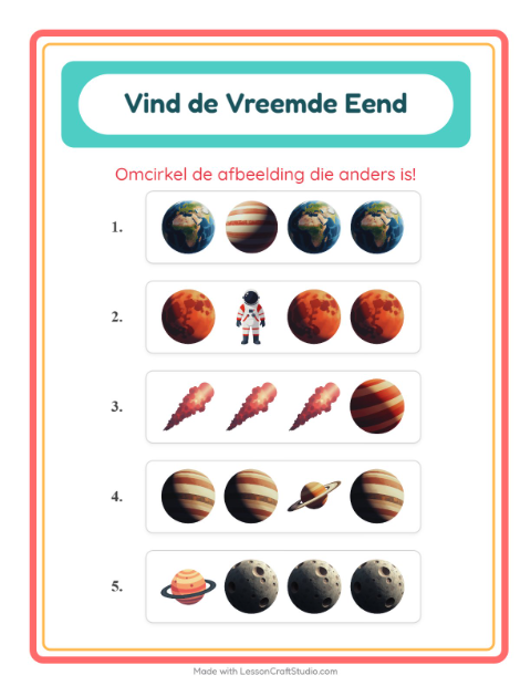 Welke hoort er niet bij – Ruimte