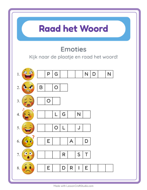 Ontbrekende letters – Emoties