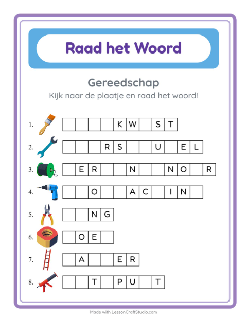 Ontbrekende letters – Gereedschap