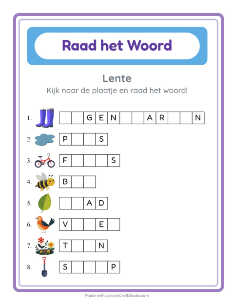 Ontbrekende letters – Lente