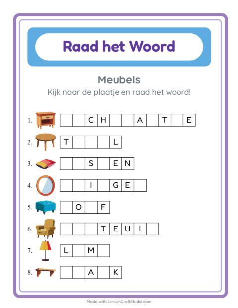 Ontbrekende letters – Meubels