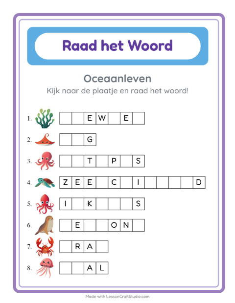 Ontbrekende letters – Oceaanleven