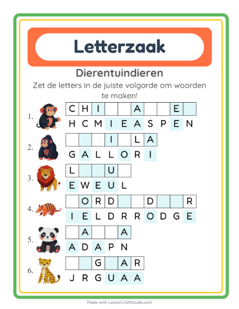 Husselwoorden – Dierentuindieren