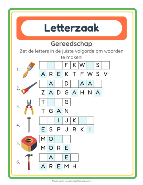 Husselwoorden – Gereedschap