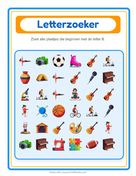Voorbeeld van het Zoek En Tel-werkblad met Activiteiten voor peuterklas