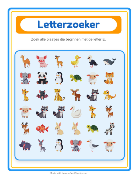 Zoek de beginklank bij dieren – werkblad voor kleuters — 2