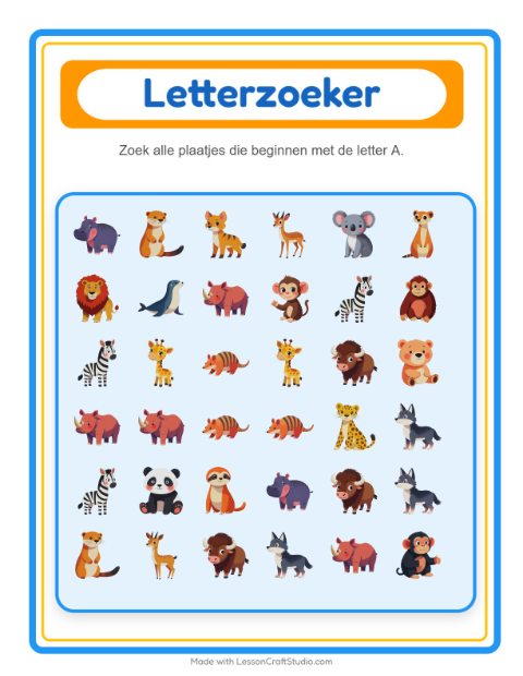 Zoek de beginklank – Dierentuindieren