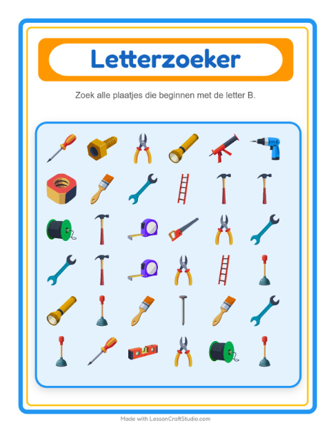 Zoek de beginklank – Gereedschap