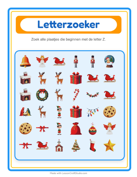 Voorbeeld van het Zoek En Tel-werkblad met Kerstmis voor peuterklas