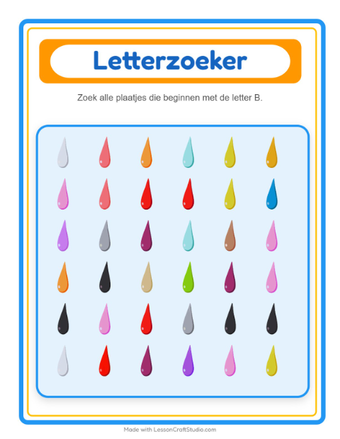 Voorbeeld van het Zoek En Tel-werkblad met Kleuren voor peuterklas
