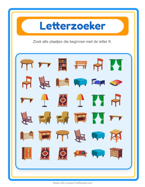 Zoek de beginklank – Meubels