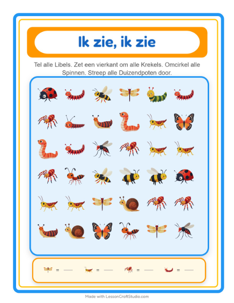 Zoek en tel – Insecten en beestjes