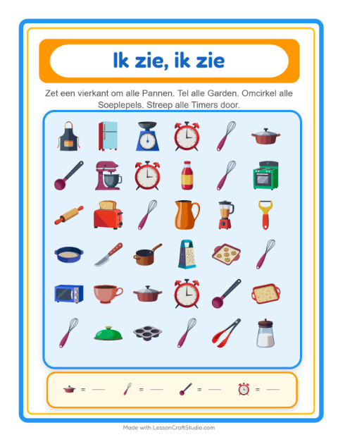 Zoek en tel – Keukengerei