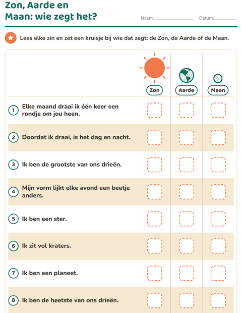 Zon, Aarde en Maan: wie zegt het?