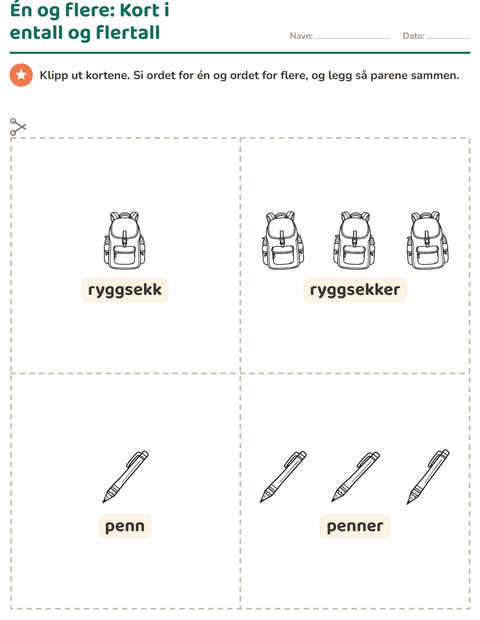 Forhåndsvisning av Bildekort-arbeidsark med Utdanning SH for Barnehage (5-7 år)