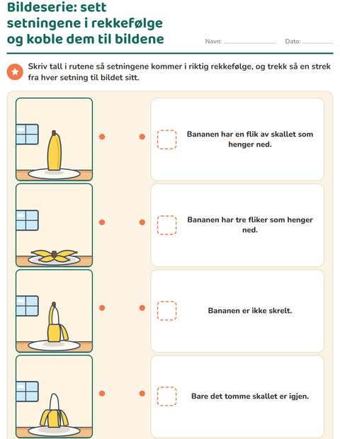 Forhåndsvisning av Bildeserier-arbeidsark for 1. trinn