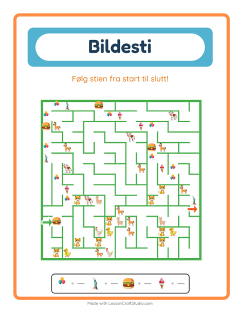 Forhåndsvisning av Bildevei-arbeidsark med 4. juli for Barnehage (5-7 år)
