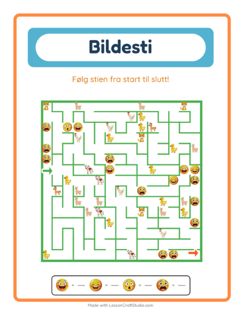 Forhåndsvisning av Bildevei-arbeidsark med Grønnsaker for Barnehage (5-7 år)