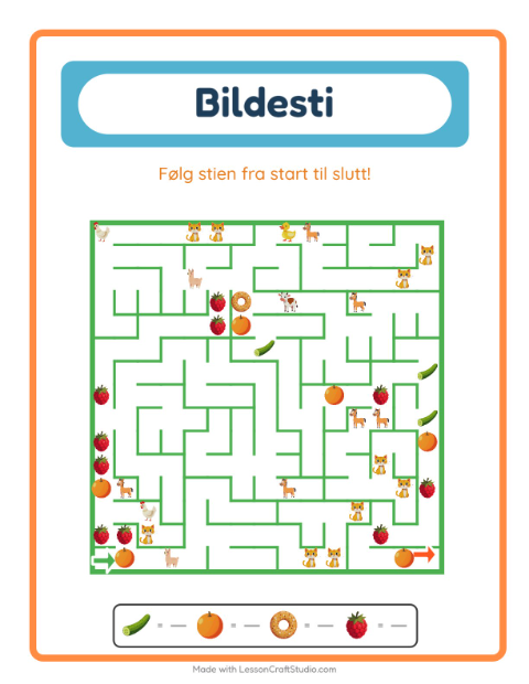 Forhåndsvisning av Bildevei-arbeidsark med Insekter og kryp for Barnehage (5-7 år)