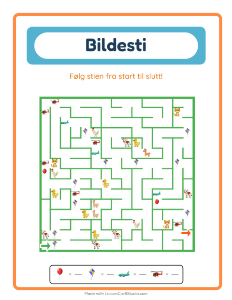 Forhåndsvisning av Bildevei-arbeidsark med Ting som flyr for Barnehage (5-7 år)