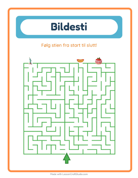 Forhåndsvisning av Bildevei-arbeidsark med 4. juli for Barnehage (5-7 år)