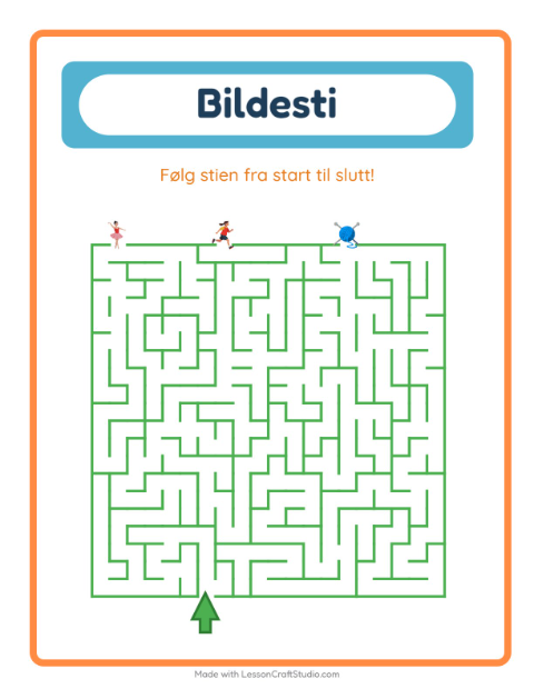 Forhåndsvisning av Bildevei-arbeidsark med Aktiviteter for Barnehage (5-7 år)
