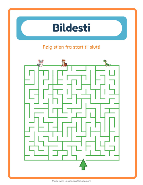Forhåndsvisning av Bildevei-arbeidsark med Kjæledyr for Barnehage (5-7 år)