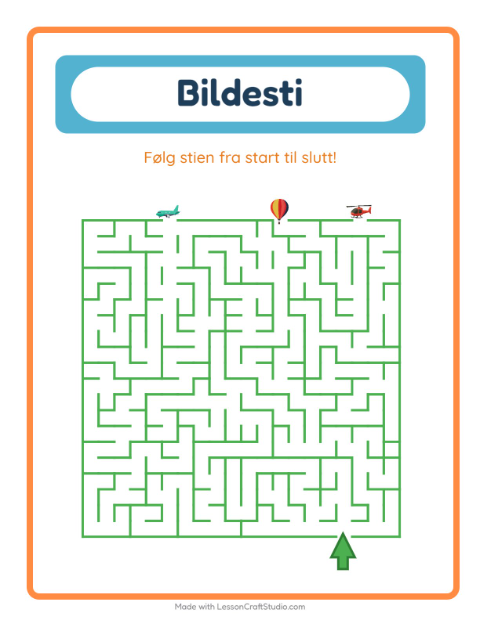 Forhåndsvisning av Bildevei-arbeidsark med Ting som flyr for Barnehage (5-7 år)