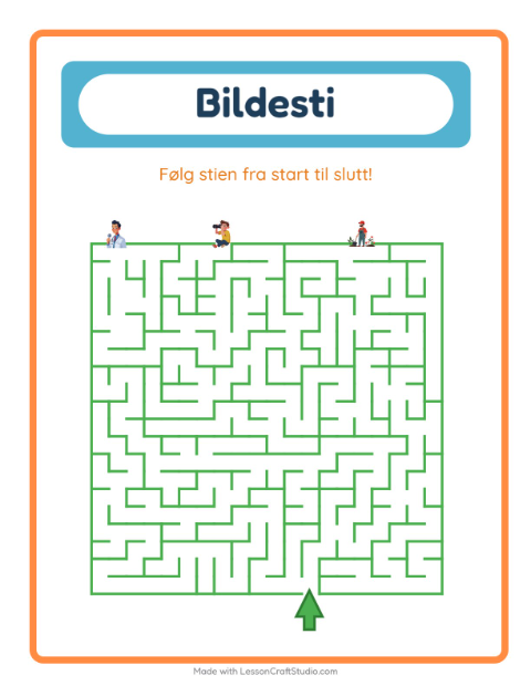 Forhåndsvisning av Bildevei-arbeidsark med Yrker for Barnehage (5-7 år)