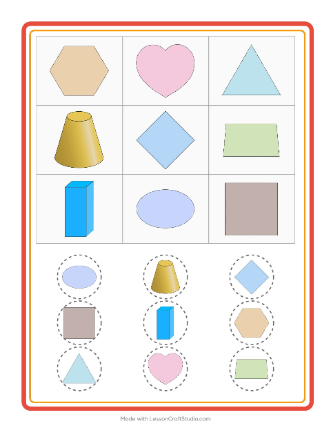Forhåndsvisning av Bingo-arbeidsark med Former for Barnehage (5-7 år)