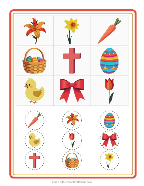 Forhåndsvisning av Bingo-arbeidsark med Påske for Barnehage (5-7 år)