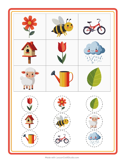 Forhåndsvisning av Bingo-arbeidsark med Vår for Barnehage (5-7 år)