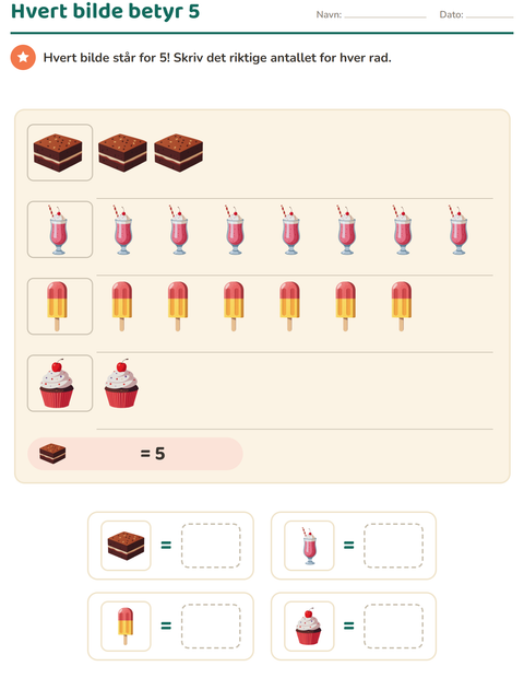 Forhåndsvisning av Diagram og data-arbeidsark med Desserter og godteri for 3. trinn